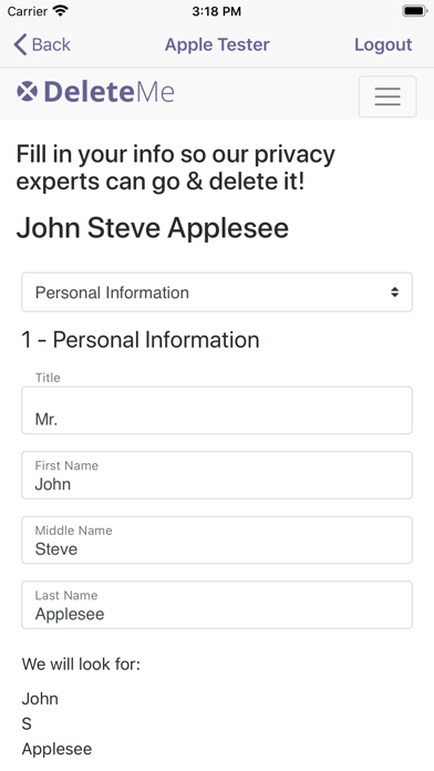 DeleteMe Privacy Protection Screenshot