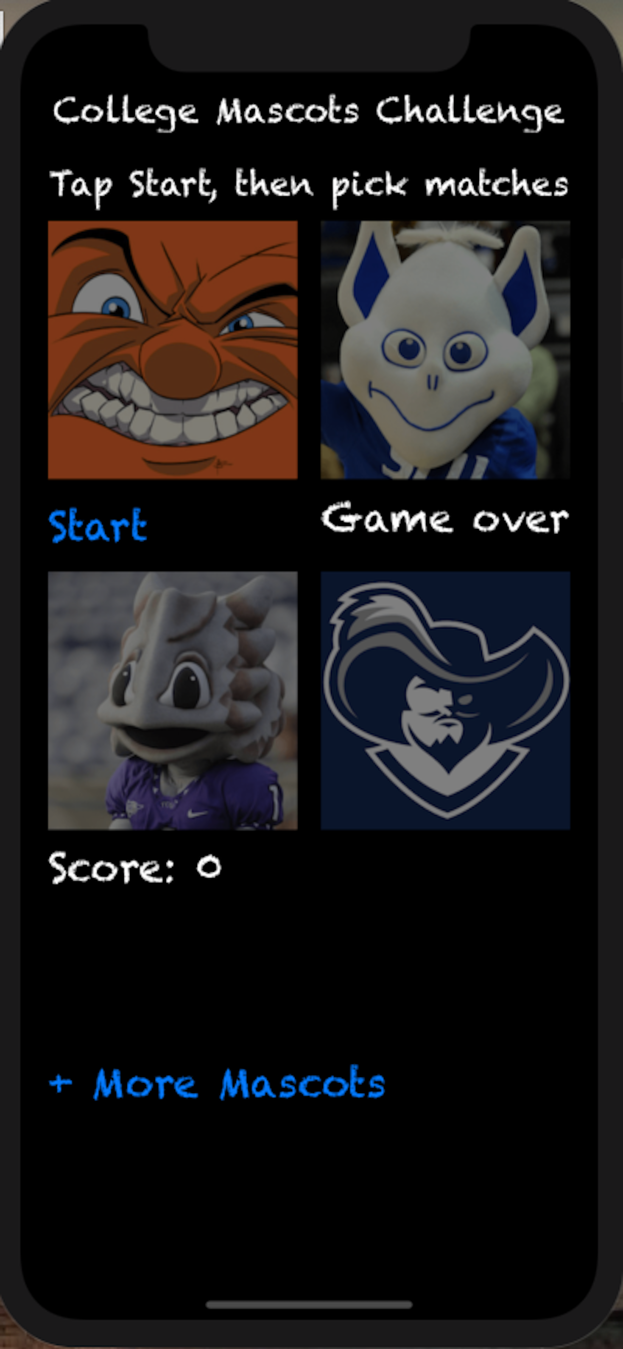 College Mascots Challenge
