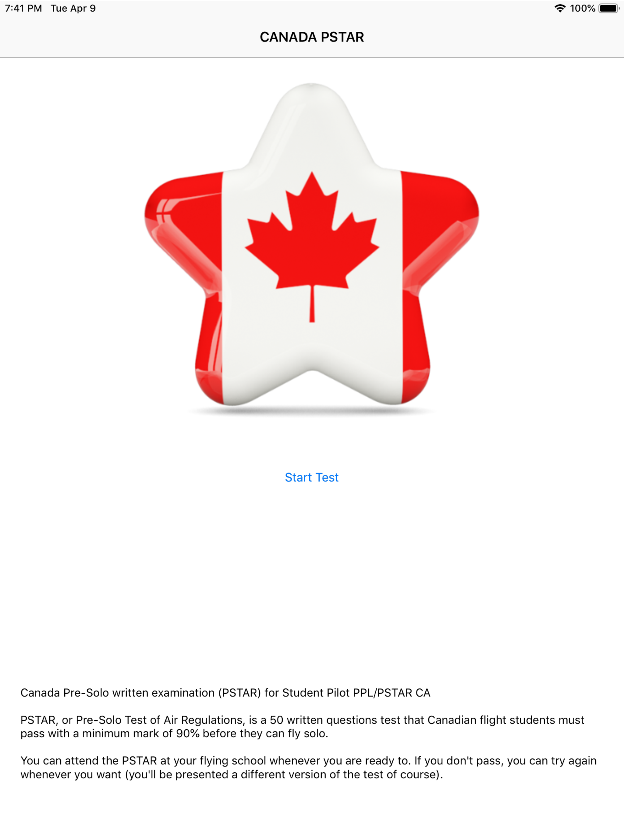 Canada Pre-Solo written exam screenshot 5