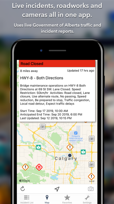 Screenshot 1 of Alberta Roads App
