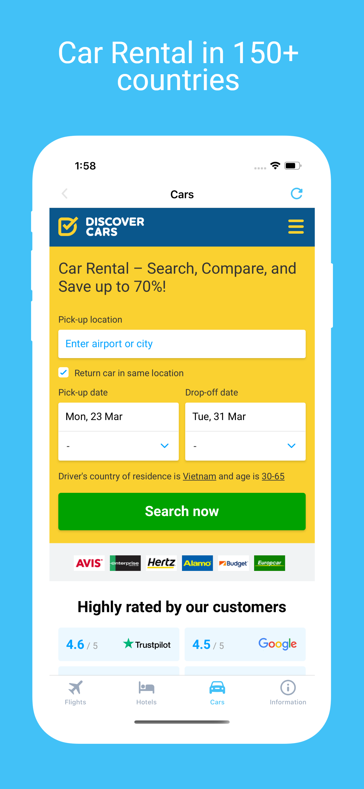 Cheap flights, hotels & car