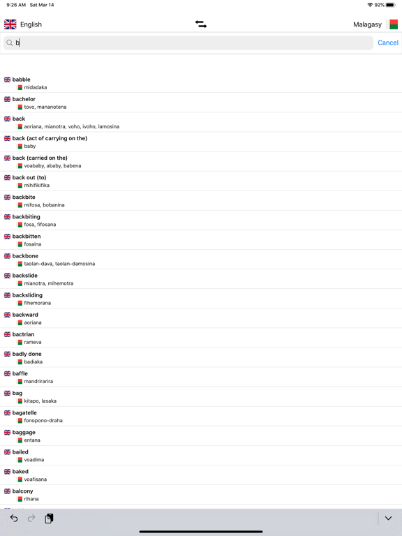 Malagasy-English Dictionary iPad screenshot 5 - Reference app