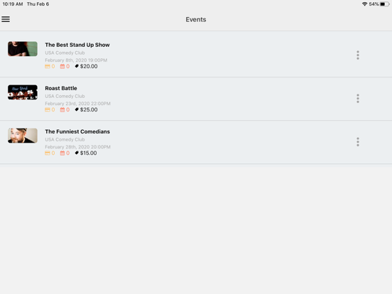 Stand Up Tix iPad screenshot 1 - Business app