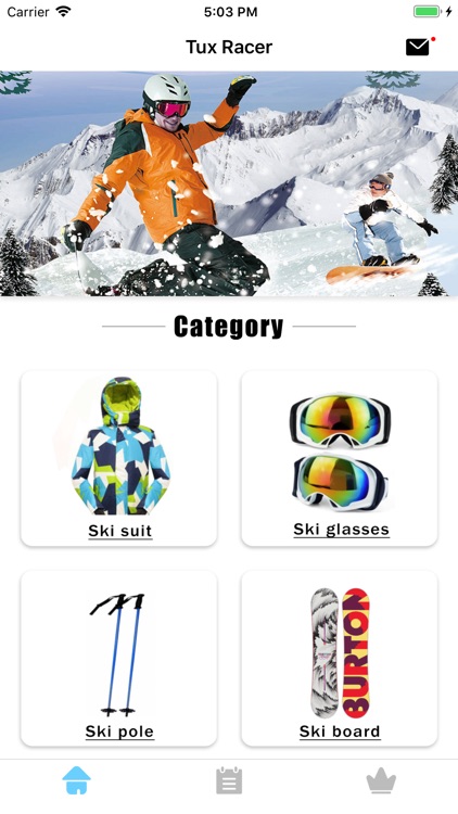 Tux Racer - ski equipment rent