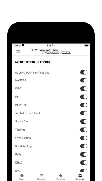 Racing News App Screenshot
