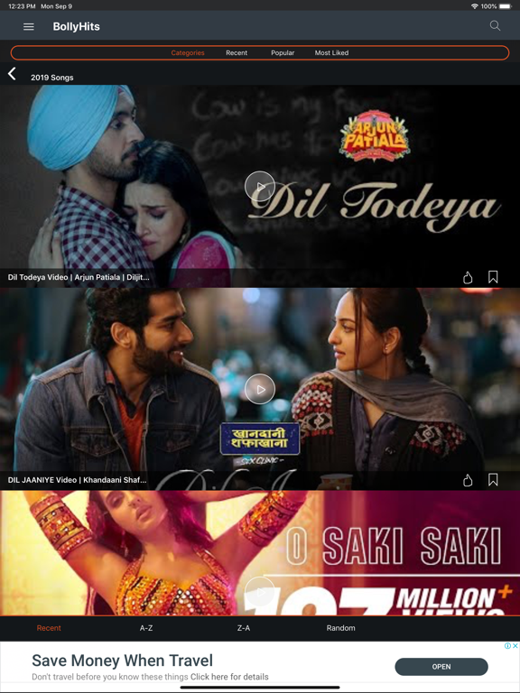BollyHits: Hindi Videos 2022 iPad screenshot 5 - Entertainment app