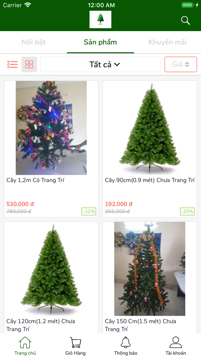 Bán cây thông Noel