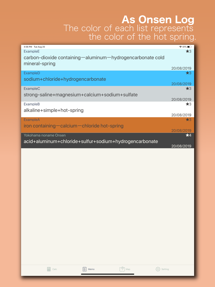 OnsenCalc - Tips and Memo