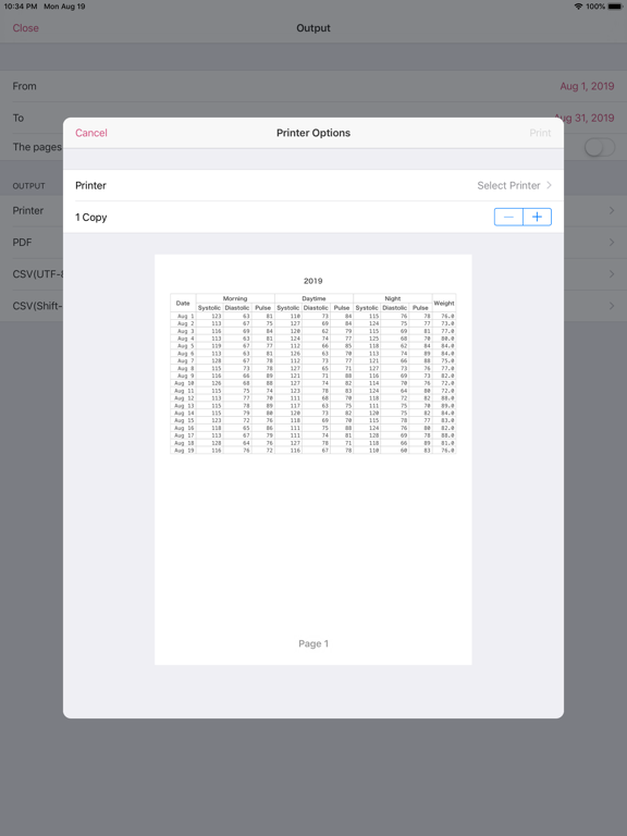 Simple Blood Pressure Recorder iPad screenshot 5 - Health & Fitness app