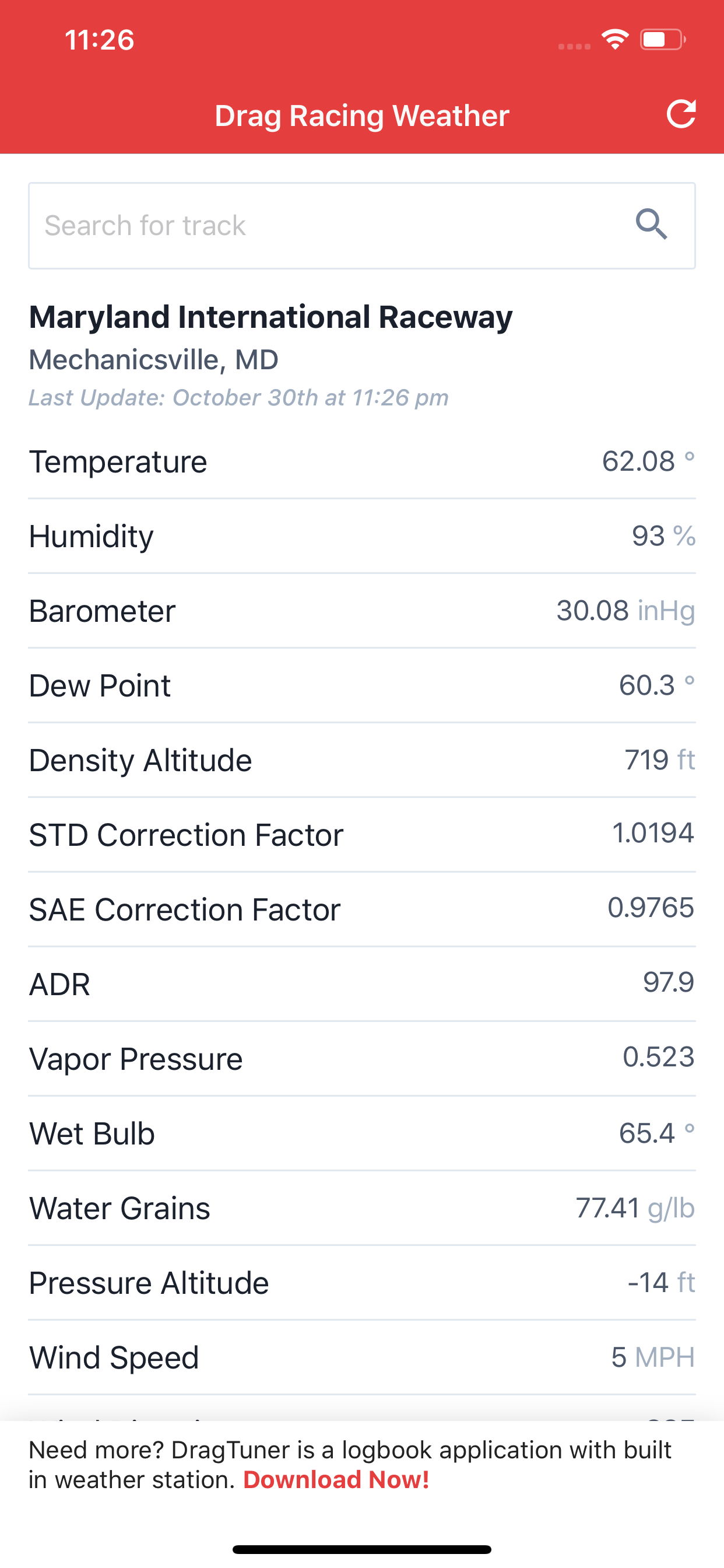 Drag Racing Weather Station