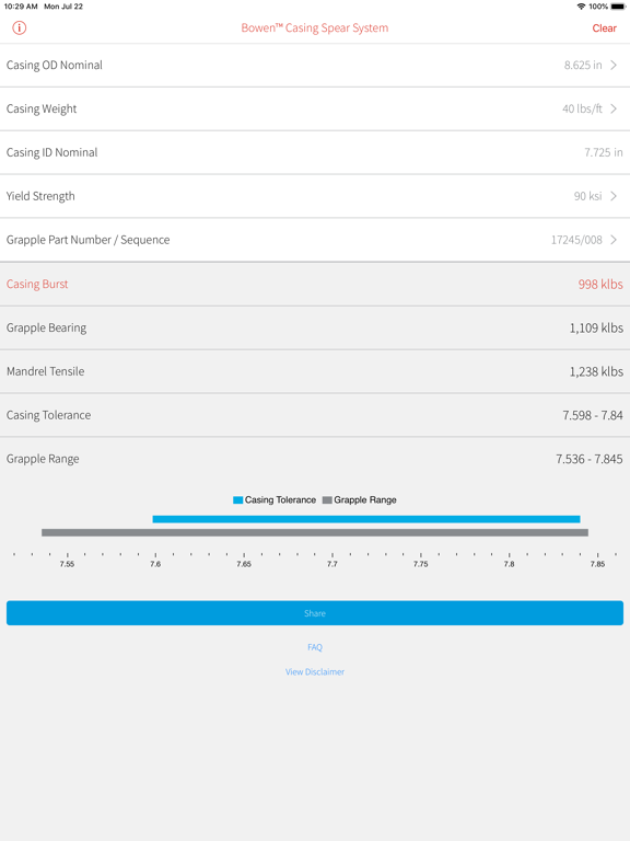 Screenshot #5 pour Bowen Casing Spear Calculator