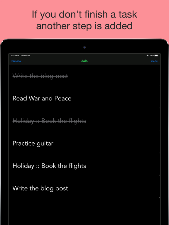Dalo Task Manager iPad screenshot 4 - Productivity app