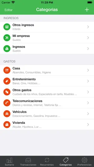 Captura de pantalla de Mis Gastos en iPhone 6