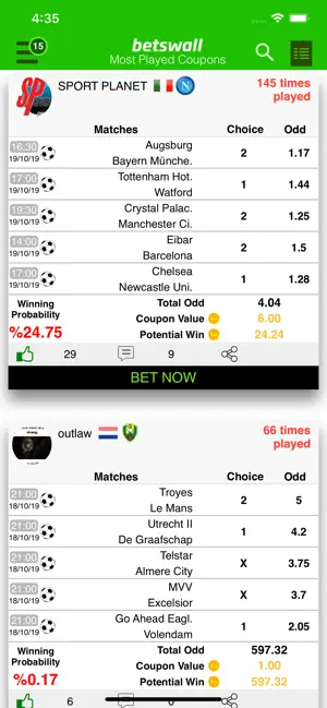 Captura de Pantalla 4 BetsWall Apuestas de futbol iphone