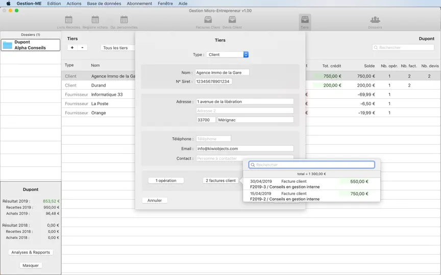 Capture d'écran de Gestion Micro-Entrepreneur sur iPhone 3