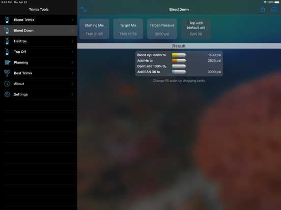 Trimix Tools iPad app afbeelding 4