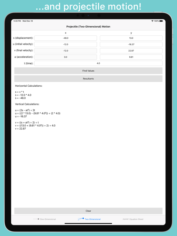 SUVAT Solver iPad screenshot