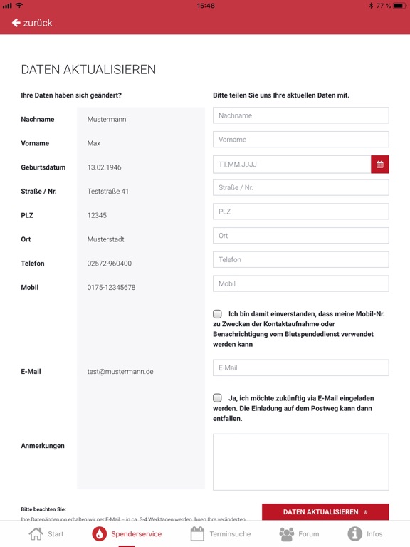 Blutspende iPad screenshot 10 - Medical app