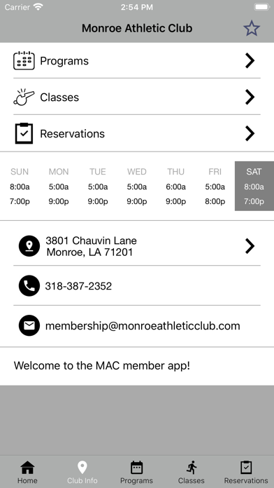 Monroe Athletic Clubs Screenshot