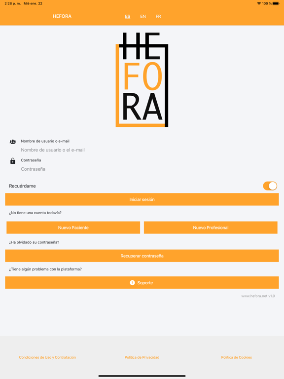 HEFORA iPad screenshot