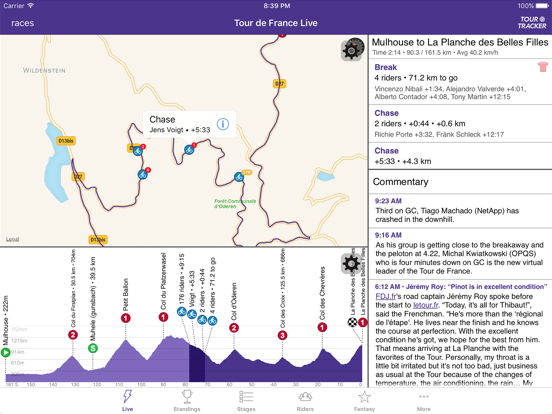 Tour Tracker Grand Tours iPad app afbeelding 1