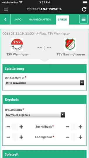 Screenshot von DFBnet auf dem iPhone 7