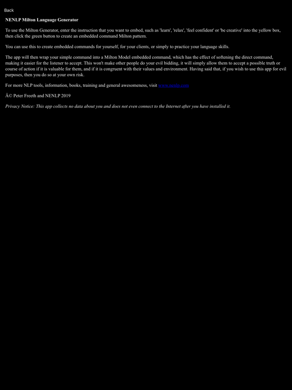 Screenshot #5 pour NLP Milton Model Generator