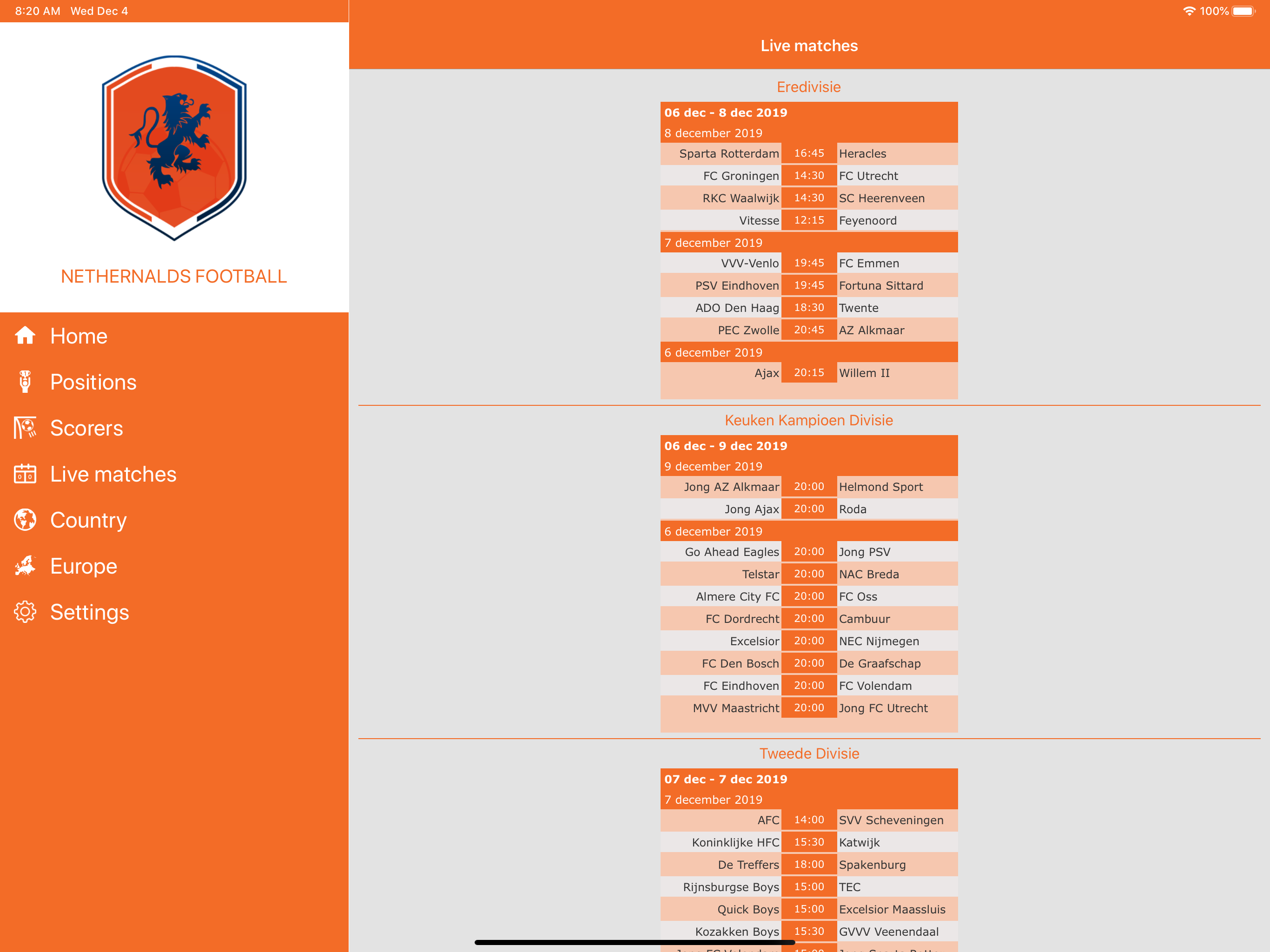 Netherlands Soccer live