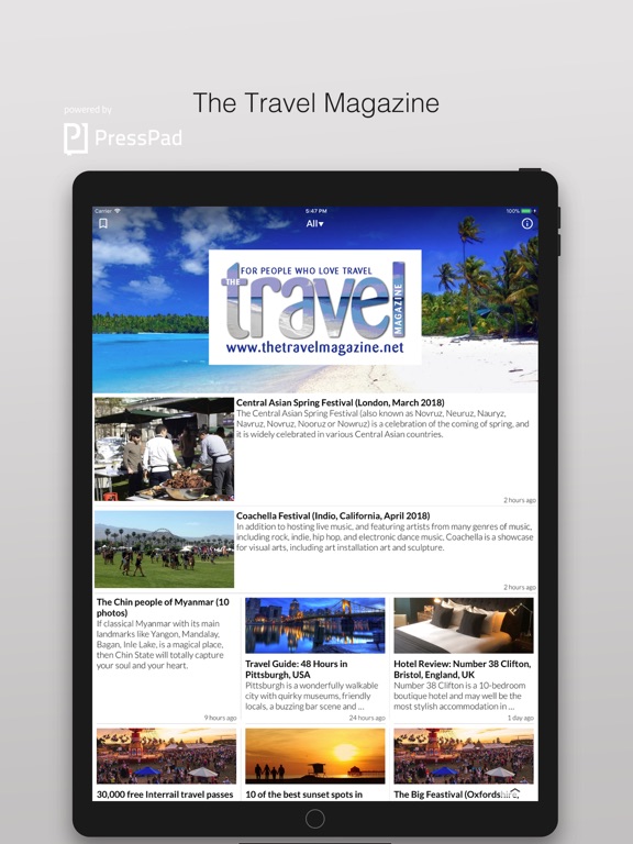 The Travel Magazine iPad screenshot 1 - Travel app