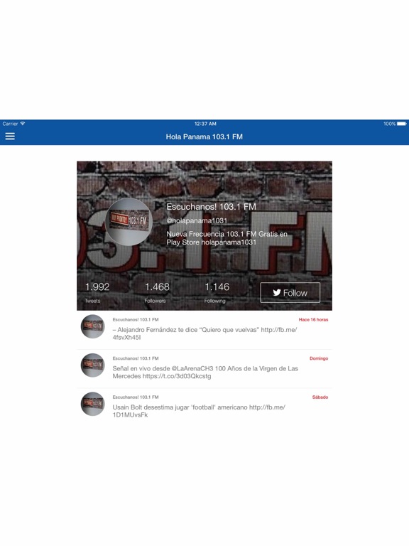 Hola Panama 1031 FM iPad screenshot 3 - Music app