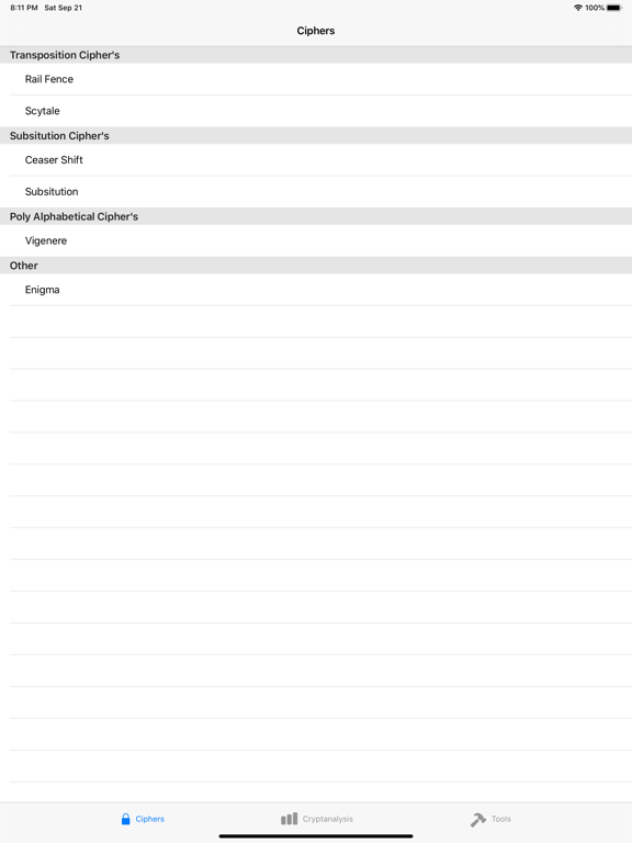 The Cipher iPad screenshot