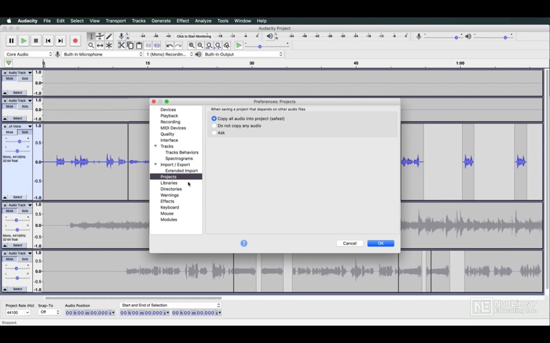 How to cancel & delete audacity video manual by av 1