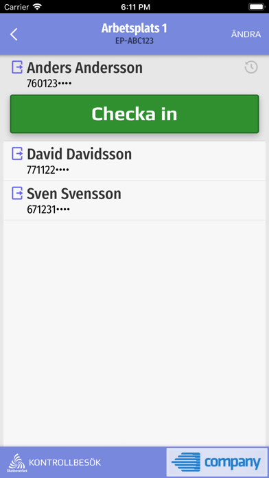 ep-liggare Personalliggare Screenshot