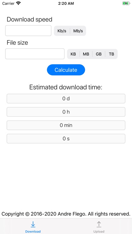 DownloadUpload Time Calculator