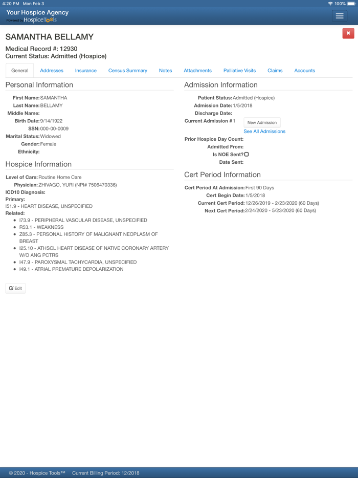 Hospice Tools eBilling