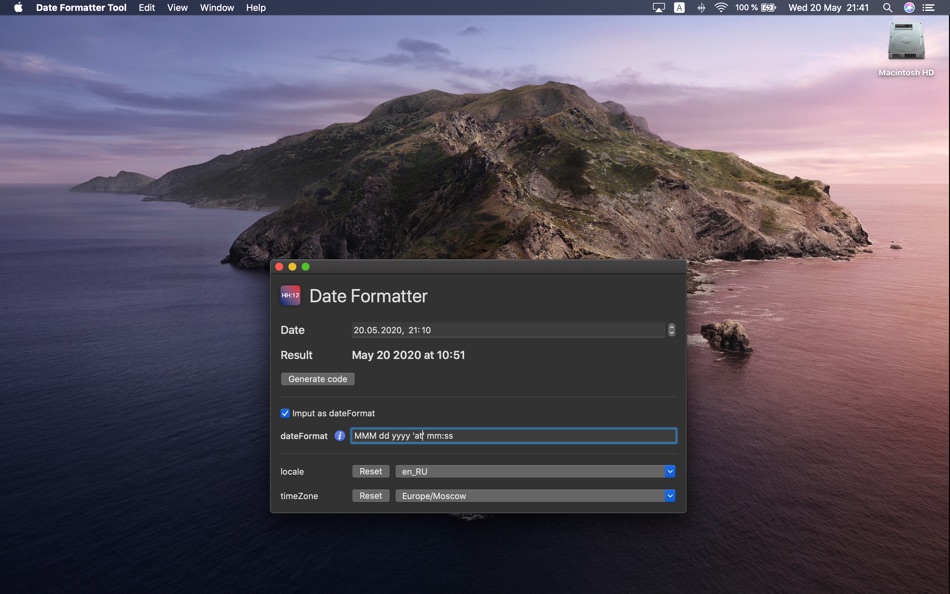 #2. Date Formatter Tool (macOS) Ved: Dmitriy Titov