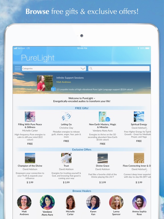 PureLight Audio iPad screenshot 1 - Health & Fitness app