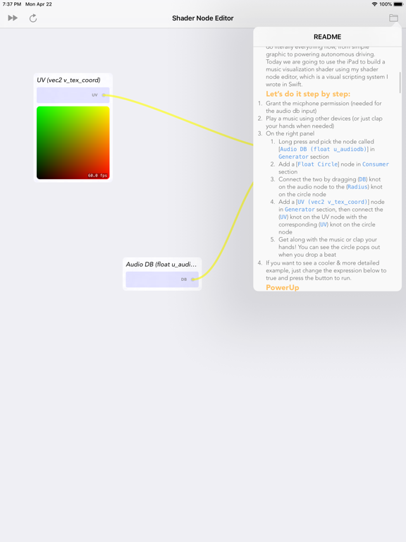 Shader × Node iPad screenshot