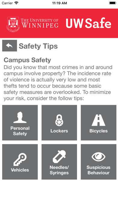 UW Safe Screenshot