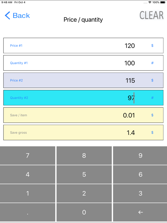 Simple percentage calculator iPad screenshot