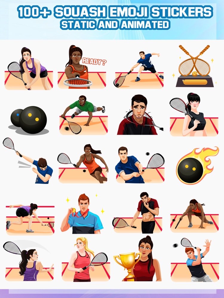 Squash Sport Emojis Stickers App for iPhone Free Download Squash