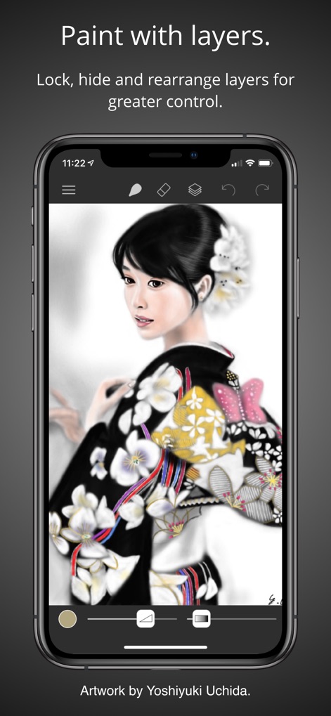 Brushes - Explore how the app facilitates creative control with robust layer management and detailed artwork possibilities.