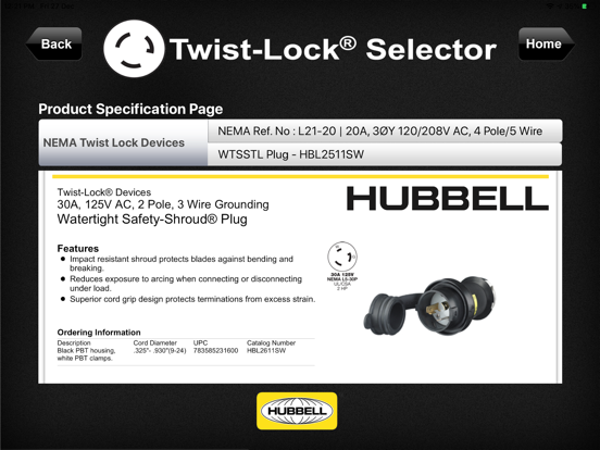 Twist-lock Product Selector iPad screenshot 5 - Reference app