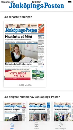 Jönköpings-Posten e-tidning screenshot 1