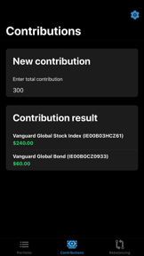 Invest Rebalancing Calculator screenshot