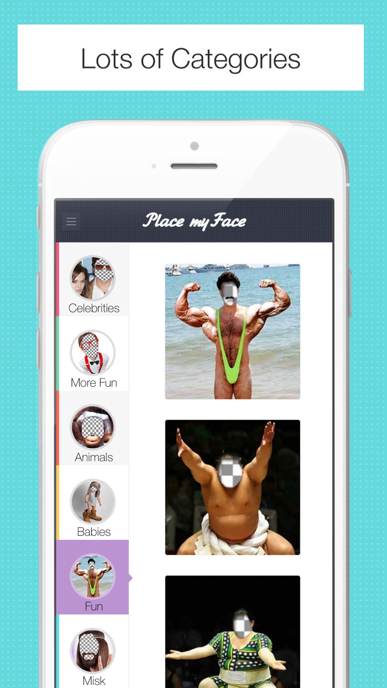 Screenshot do app Place My Face ™