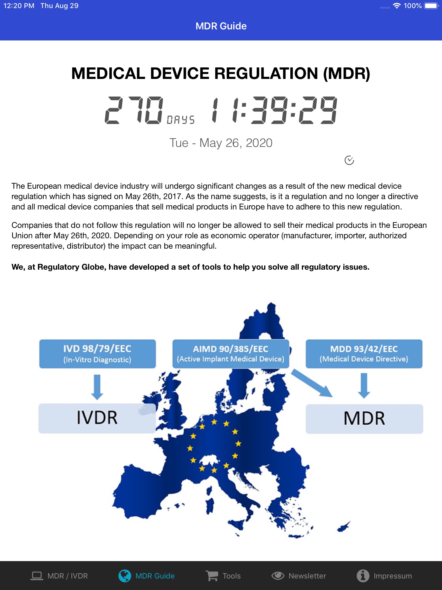 Regulatory Globe MDR / IVDR screenshot 2