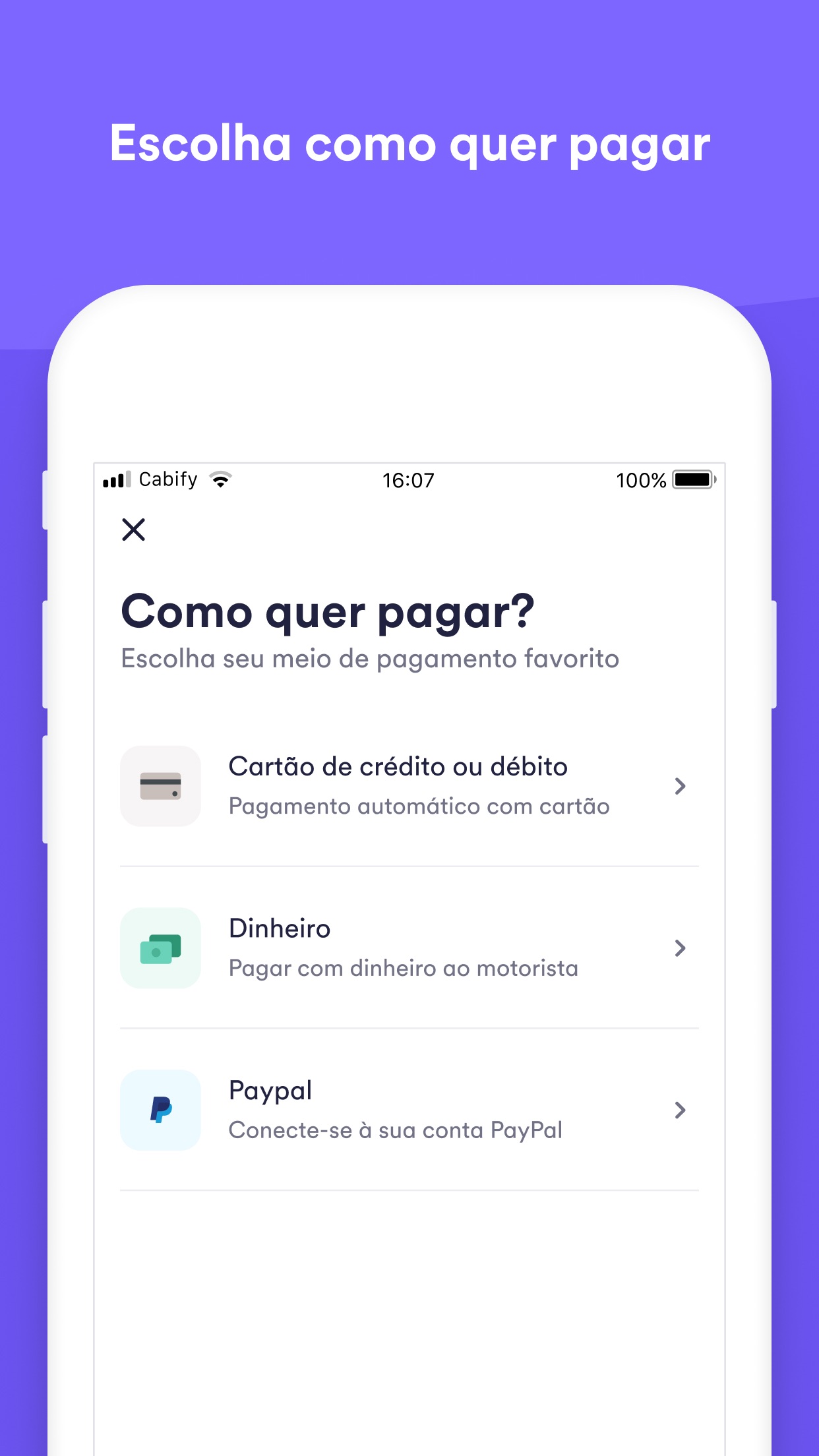 Screenshot do app Easy, um app da Cabify