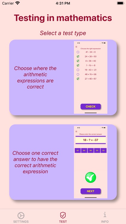 Checking the math knowledge