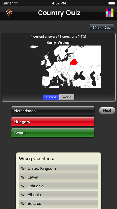 Country Quiz Screenshot